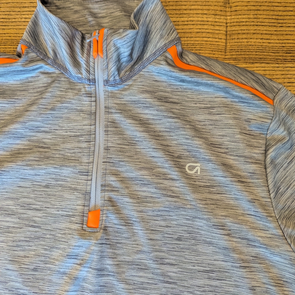EUC GAP fit Boys XXL Quarter Zip Jacket Gray Neon Orange Activewear
